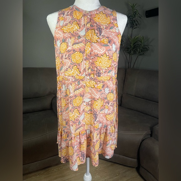 Ann Taylor LOFT Yellow Pink Boho Floral Print Sleeveless Dress Sz XS - Picture 3 of 15